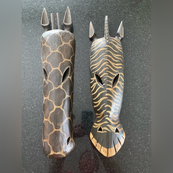 🍂 Set of Wooden Wall Masks - Picture 1 of 2